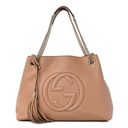 Gucci Pebbled Calfskin Medium Soho Chain Shoulder Bag Camelia 1 of 12