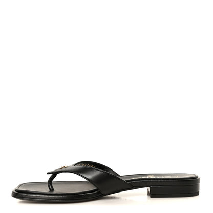 Chanel Lambskin CC Thong Sandals 37 Black 1 of 9
