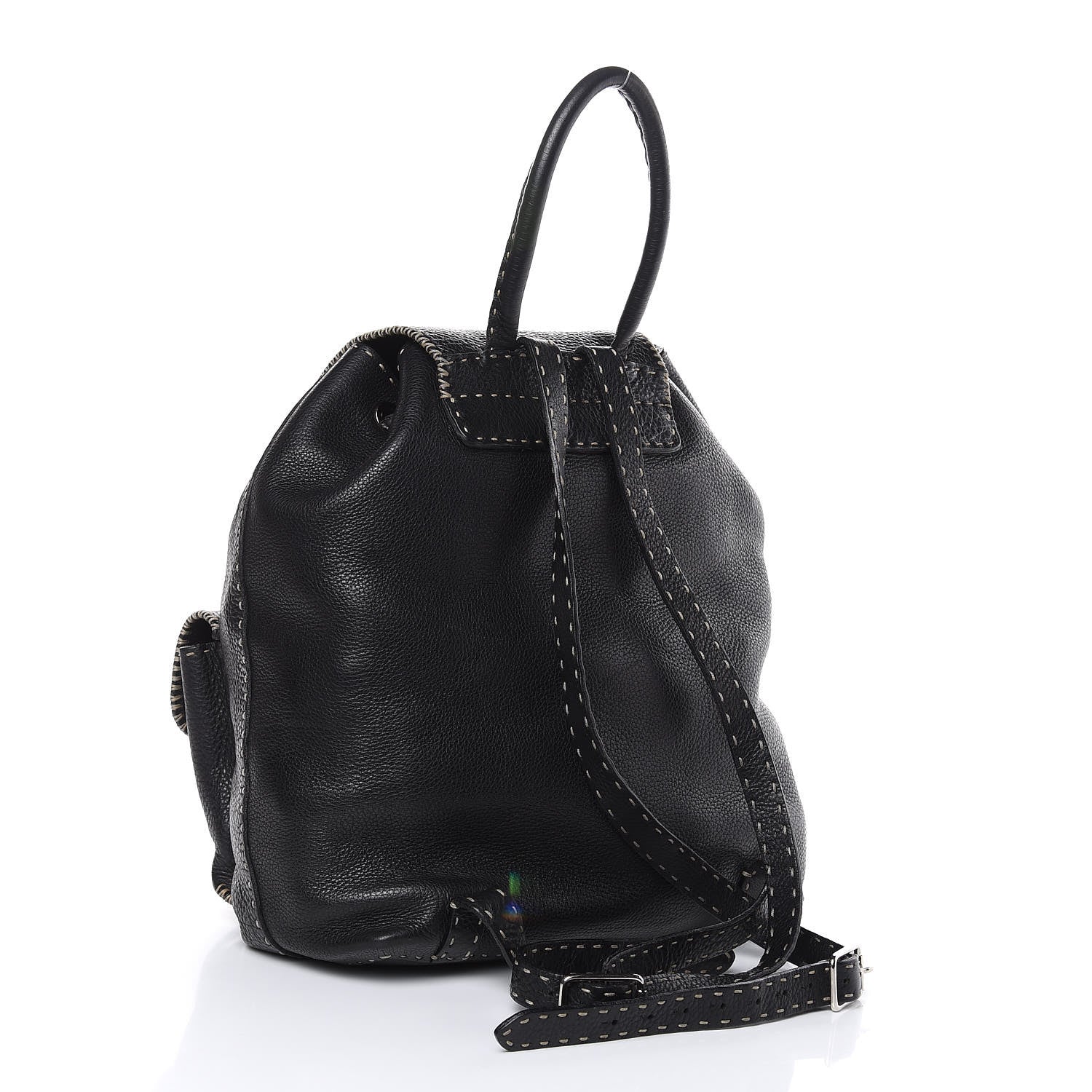 Fendi Calfskin Romano Selleria Backpack Black 3 of 15