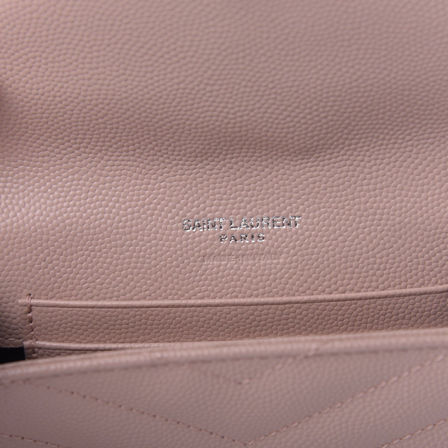 Saint Laurent Grain De Poudre Matelasse Chevron Small Monogram Envelope Wallet Pale Pink 6 of 7