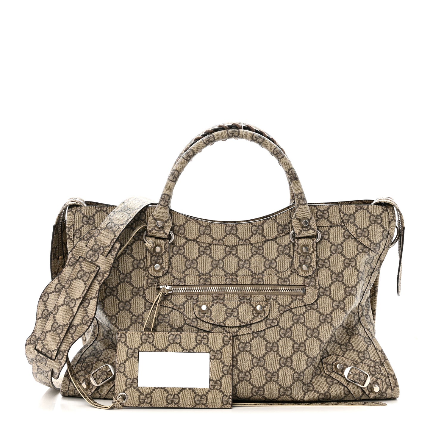 X GUCCI GG Supreme Monogram Neo Classic Silver Hardware City Beige Ebony