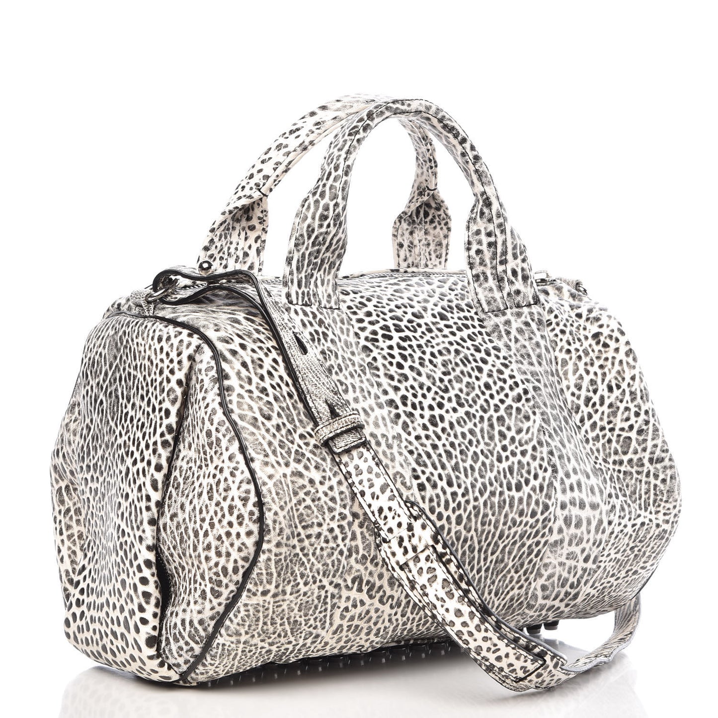 Pebbled Lambskin Rocco Black White Rhodium Hardware