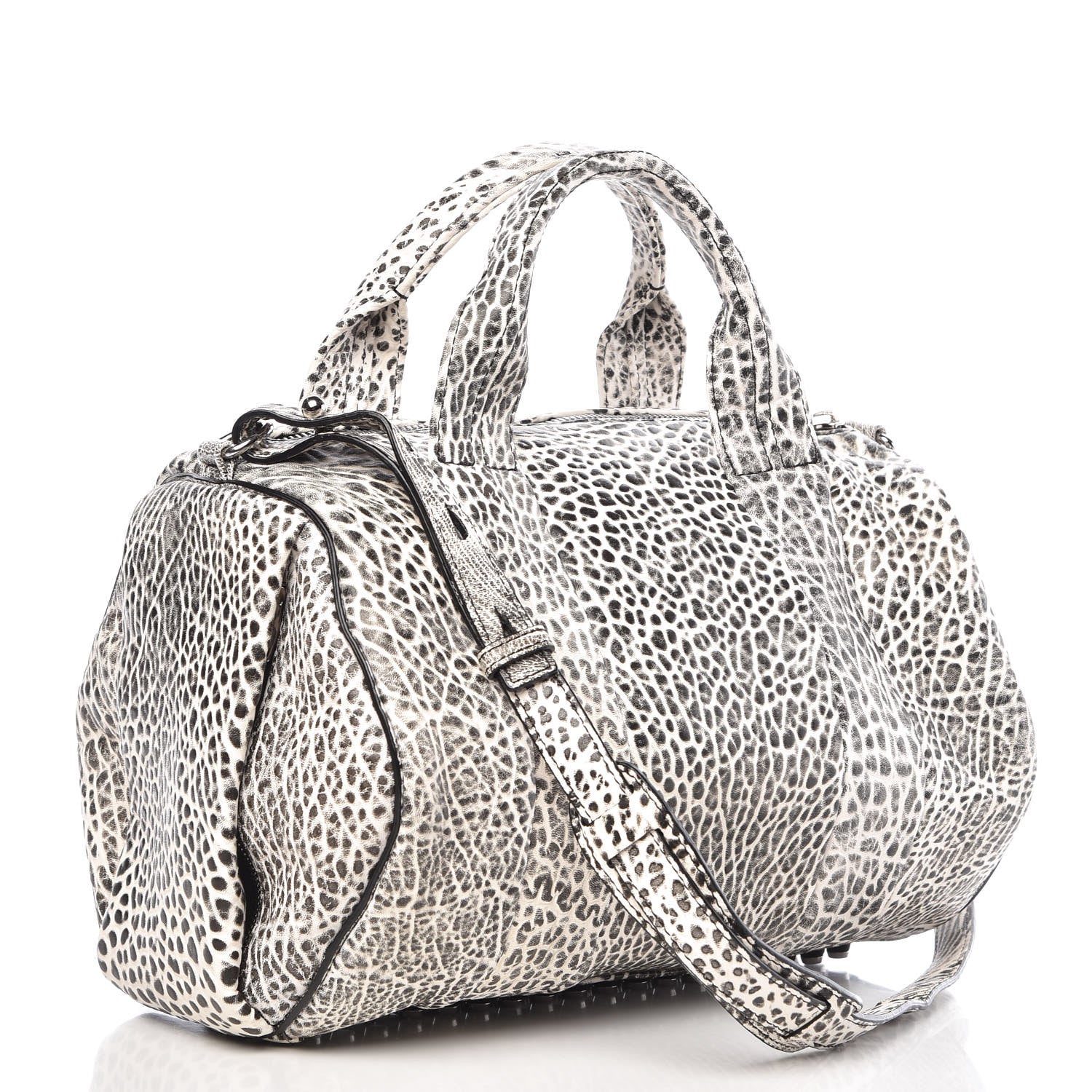 Alexander Wang Pebbled Lambskin Rocco Black White Rhodium Hardware 4 of 10