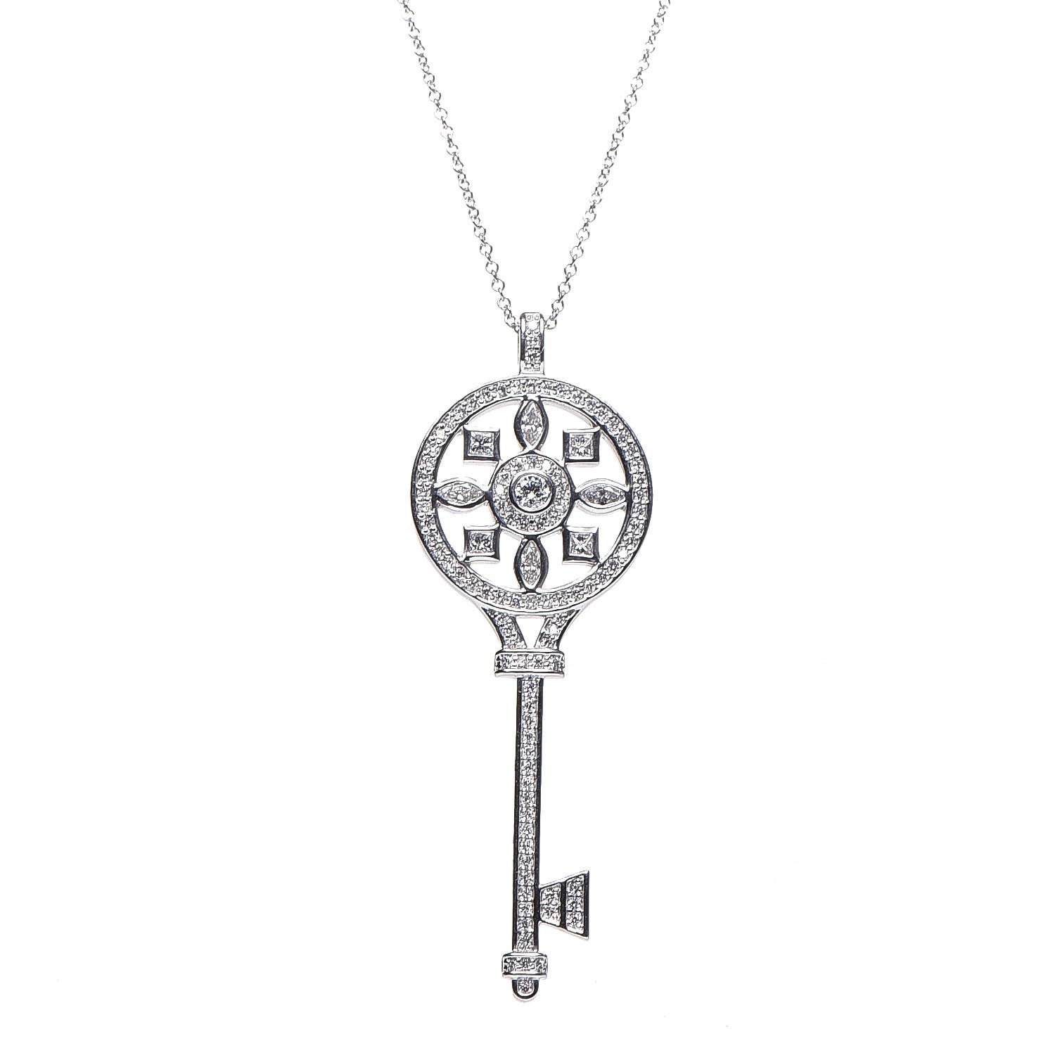 Tiffany Platinum Diamond Kaleidoscope Key Pendant Necklace 1 of 7