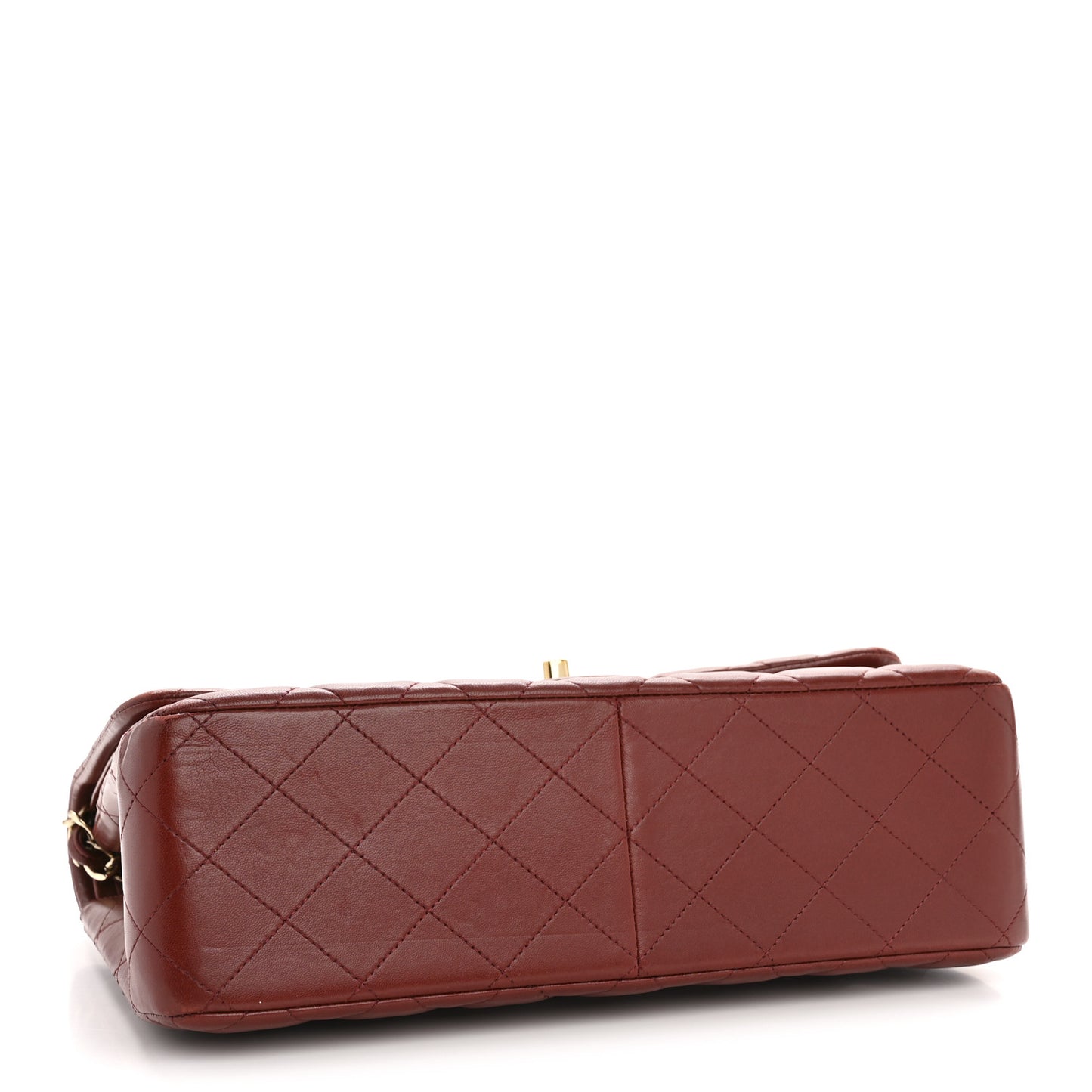 Lambskin Quilted Jumbo Double Flap Burgundy