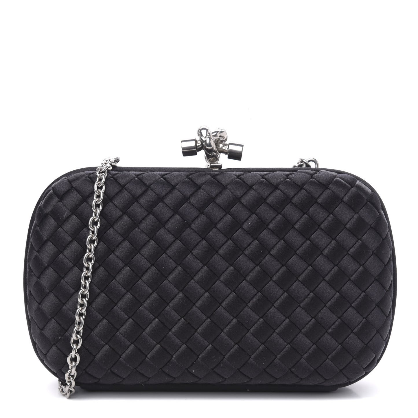 Satin Intreccio Impero Chain Knot Clutch Black
