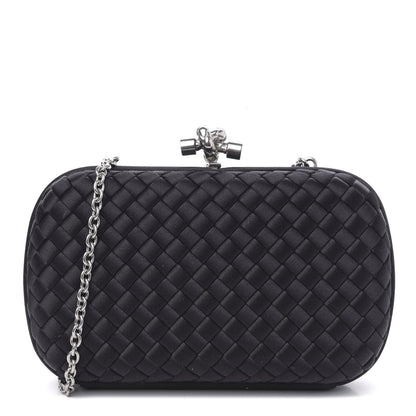 Bottega Veneta Satin Intreccio Impero Chain Knot Clutch Black 1 of 8