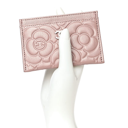 Chanel Goatskin Camellia Embossed Card Holder Light Pink 2 of 9