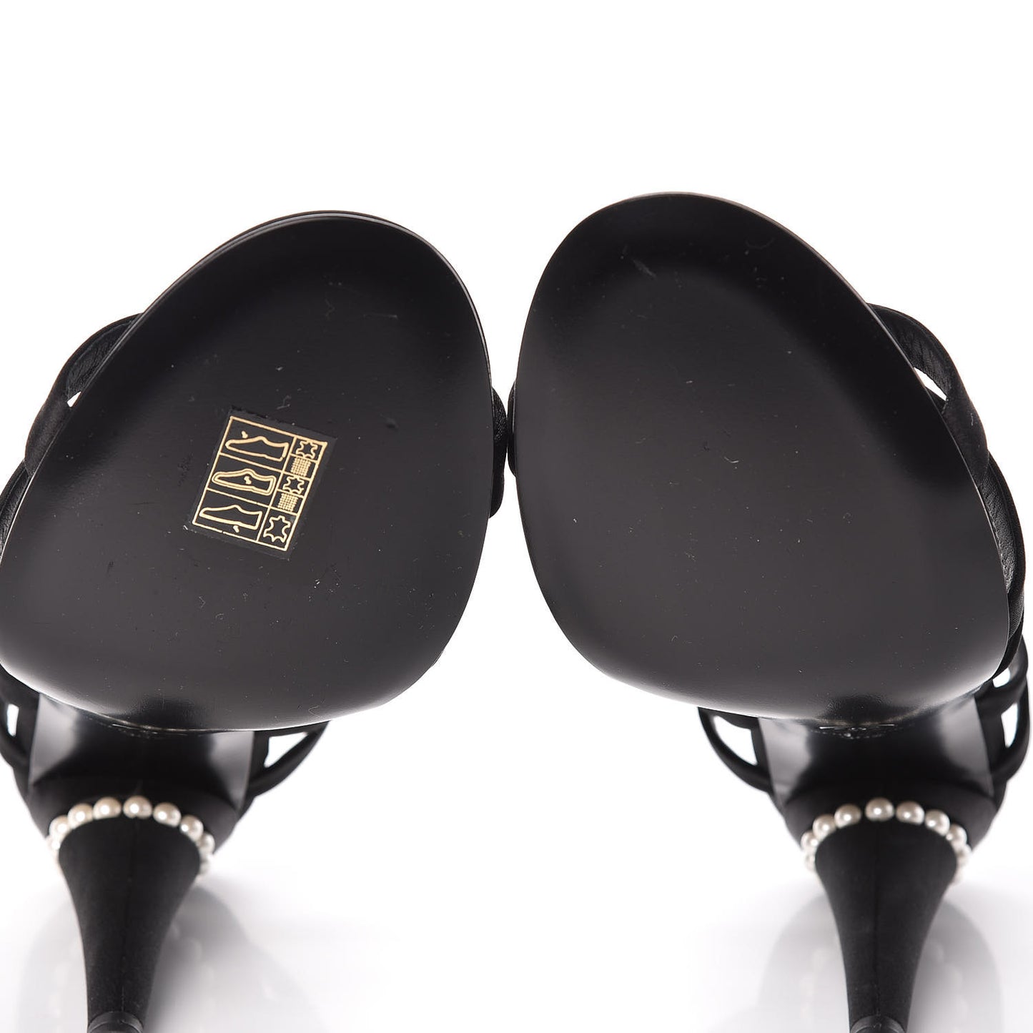 Satin Pearl Crystal Sandals 38.5 Black