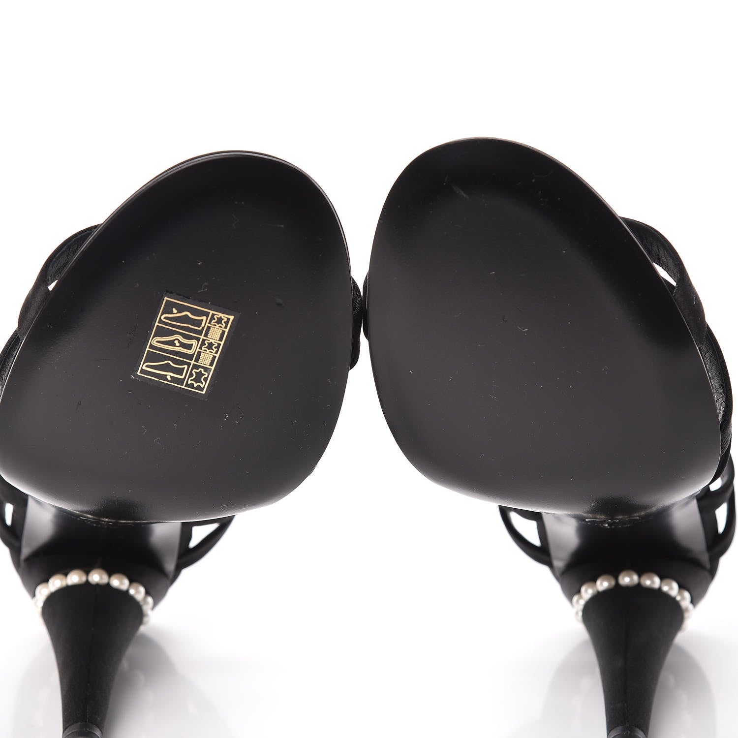 Chanel Satin Pearl Crystal Sandals 38.5 Black 6 of 8