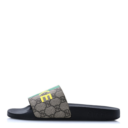 Gucci GG Supreme Monogram Fake/Not Slide Sandals 37 Beige Ebony 1 of 8