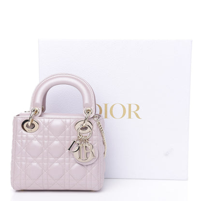 Christian Dior Metallic Lambskin Cannage Mini Lady Dior Lotus 9 of 9
