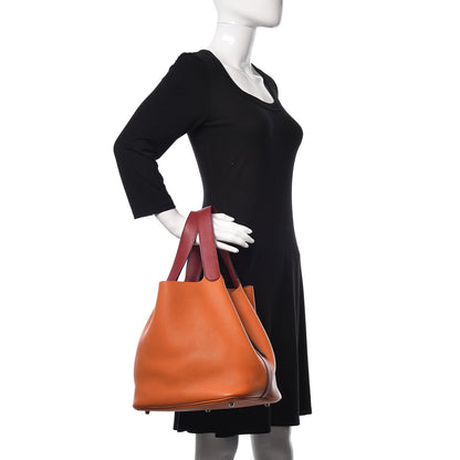 Hermes Taurillon Clemence Swift Eclat Picotin Lock 26 GM Orange Rouge Grenat 2 of 13