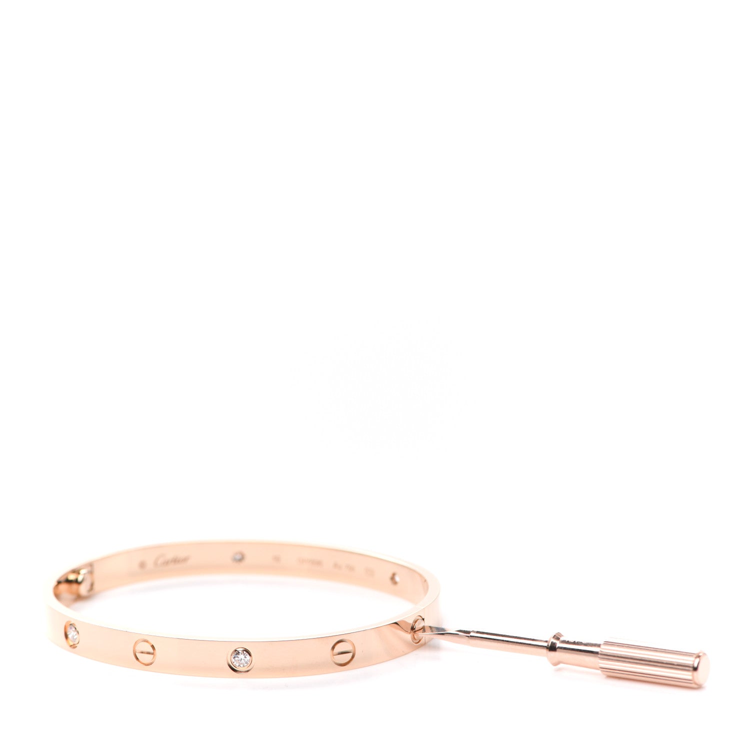 Cartier 18K Pink Gold 4 Diamond LOVE Bracelet 19 7 of 8