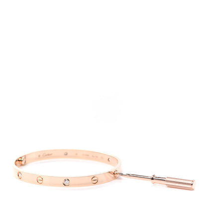 Cartier 18K Pink Gold 4 Diamond LOVE Bracelet 19 7 of 8