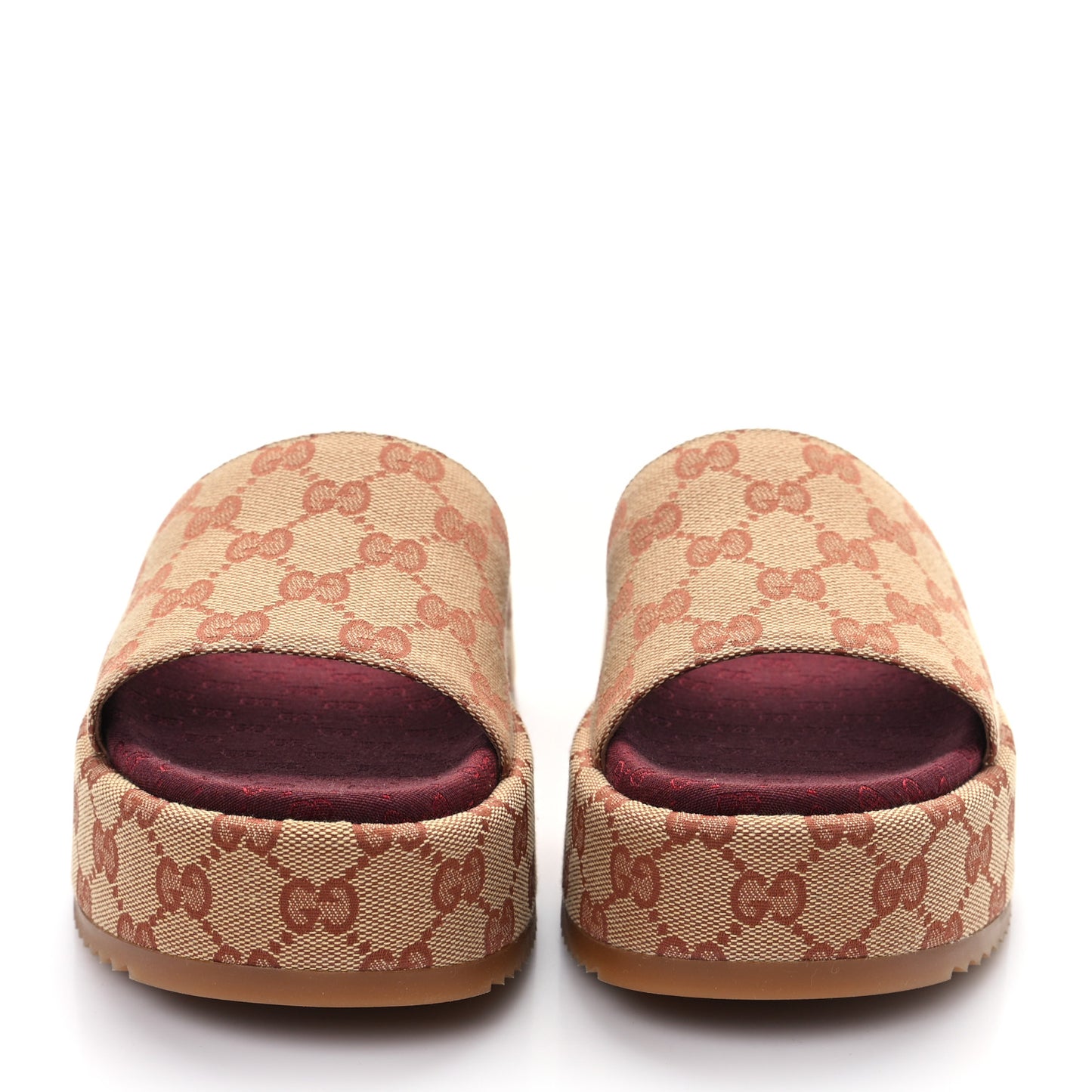 Canvas GG Monogram Angelina Platform Slide Sandals 37.5 Beige Ruggine