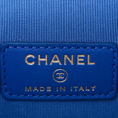 Chanel Raffia Jute Striped Mini Vanity Case With Chain Blue Beige 6 of 11