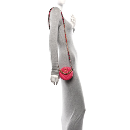 Chanel Goatskin Quilted Chanel 19 Round Clutch With Chain Dark Pink 2 of 10