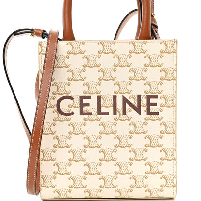 Celine Triomphe Canvas Calfskin Mini Vertical Cabas White 6 of 9