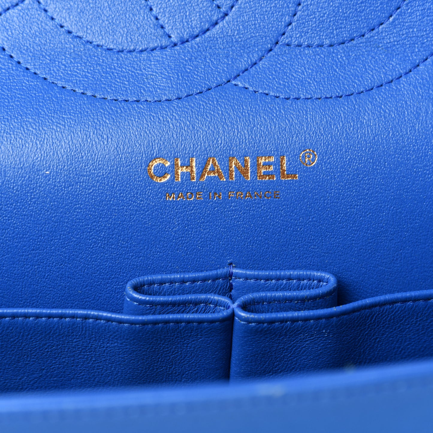 Lambskin Quilted Jumbo Double Flap Blue