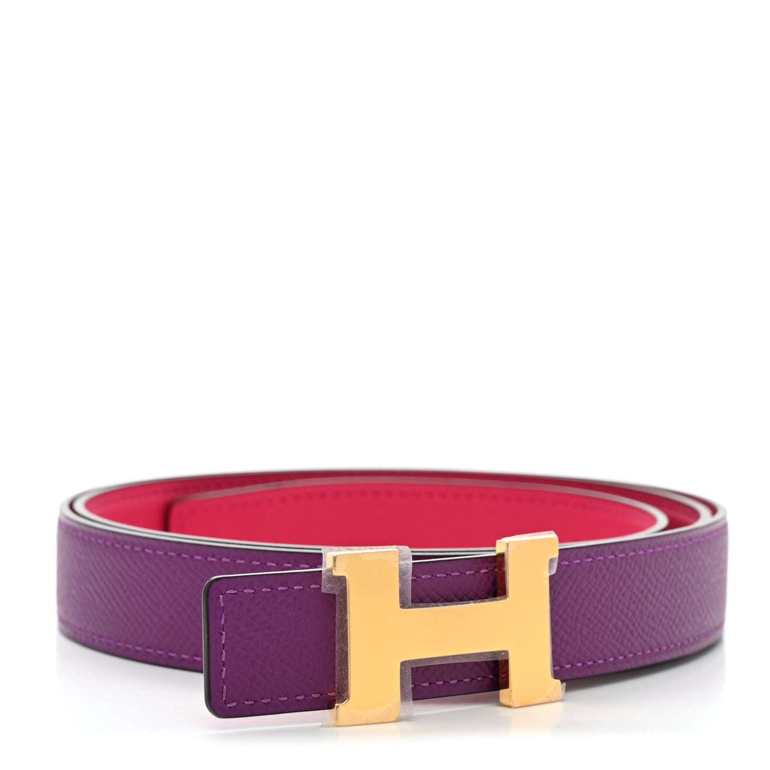 Hermes Epsom Swift 32mm H Belt 90/36 Rose Mexico Anemone 1 of 8