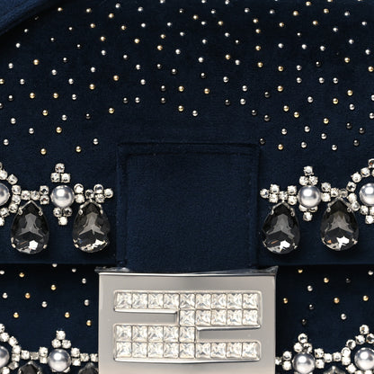 Fendi Velvet Crystal Embellished Baguette Midnight 8 of 10