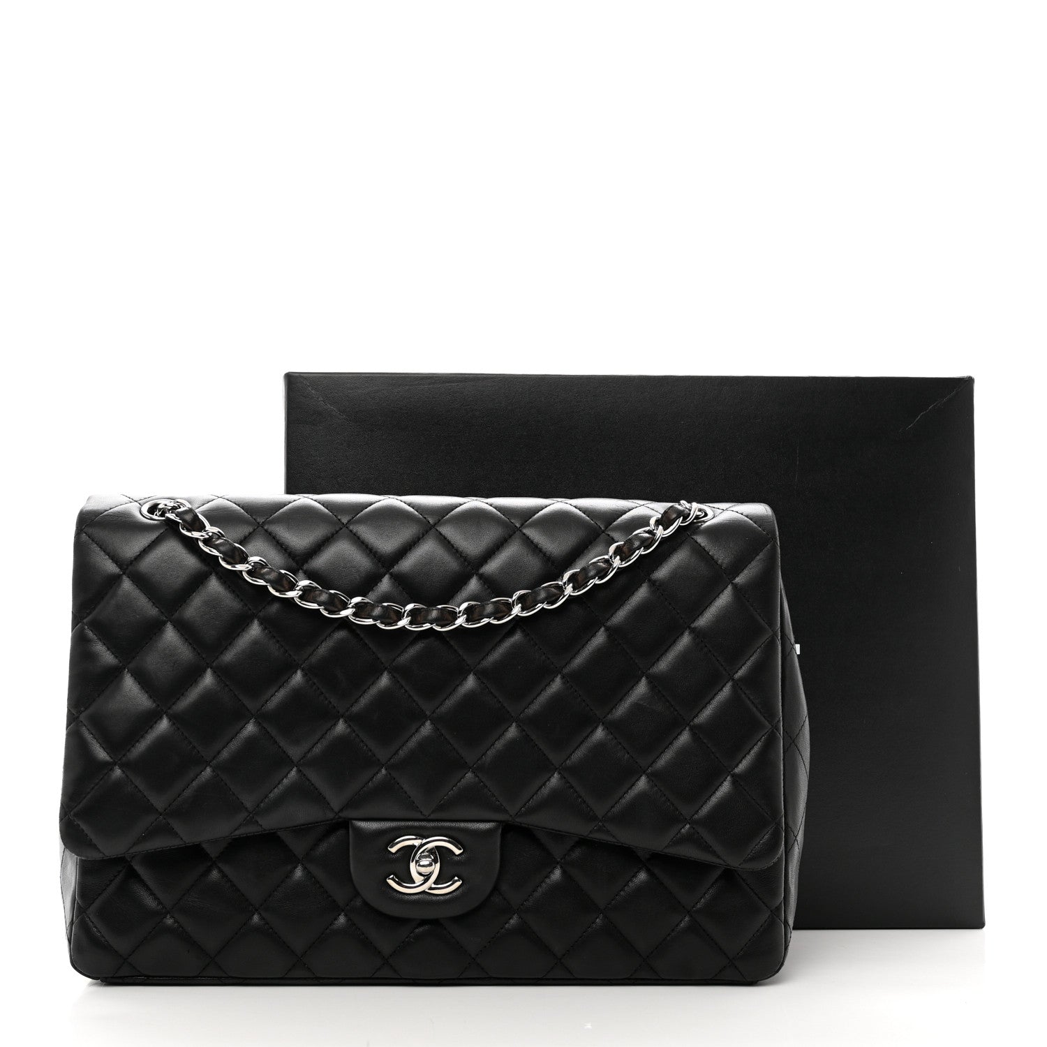 Chanel Lambskin Quilted Maxi Single Flap Black 12 of 12