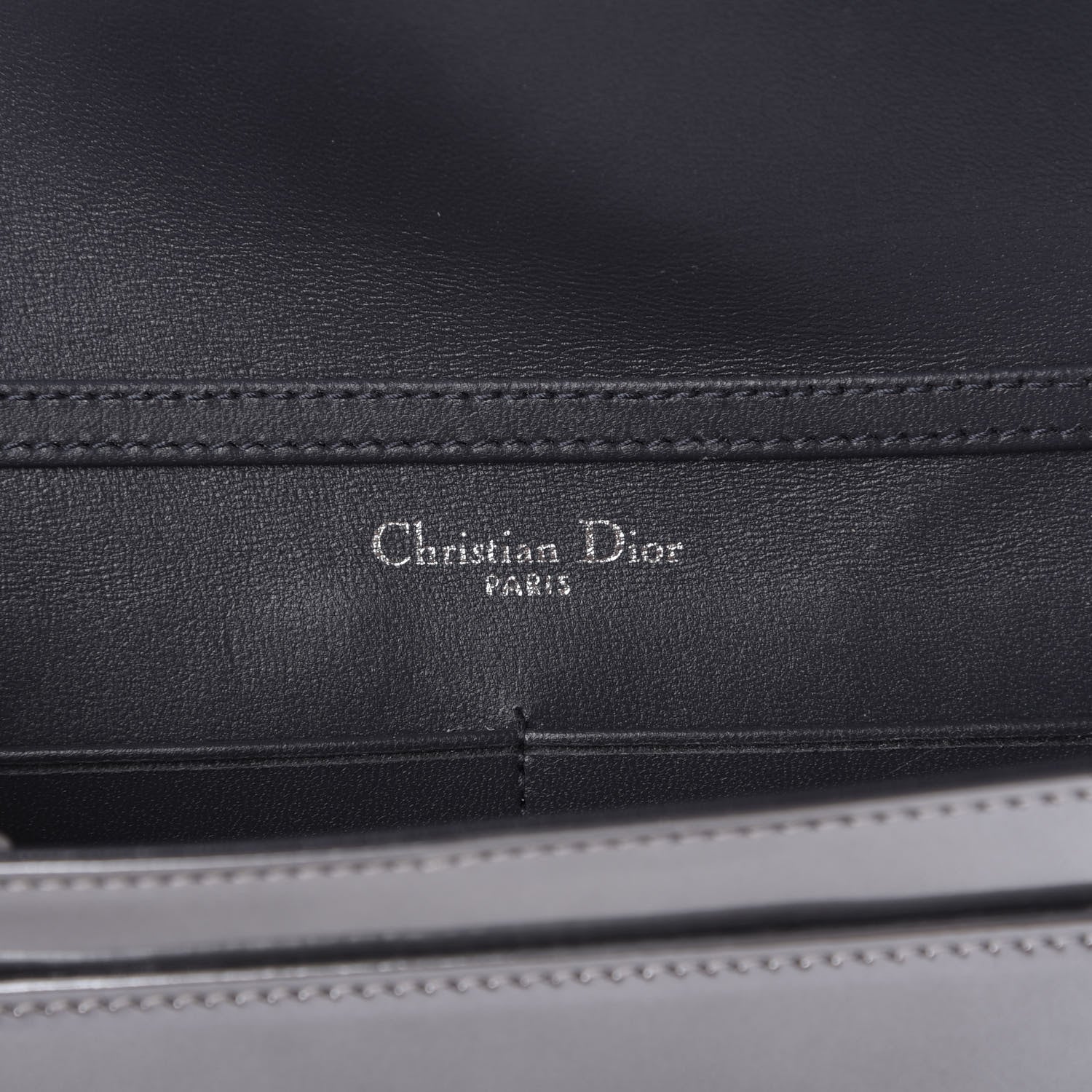 Christian Dior Metallic Patent Micro-Cannage Diorama Wallet on Chain Pouch Silver 8 of 9