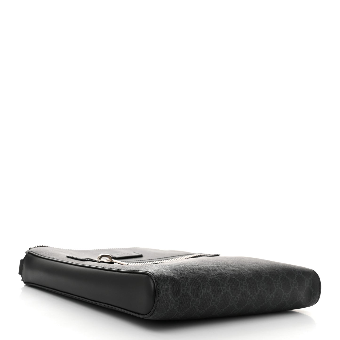 GG Supreme Monogram Appia Calfskin Web Flat Messenger Bag Black Grey