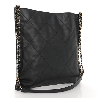 Chanel Calfskin Quilted Chain Flat Tote Black 3 of 10