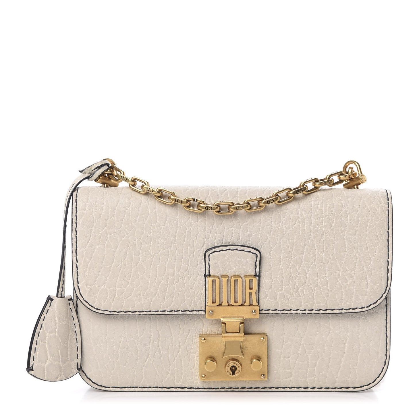 Canyon Grained Lambskin Small Dioraddict Flap Bag Ivory