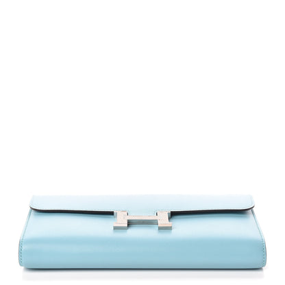 Hermes Tadelakt Lizard Constance Long Wallet Bleu Atoll Ficelle 8 of 16