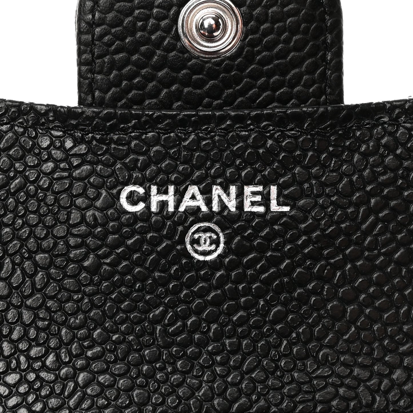 Caviar Quilted Compact Flap Wallet Black