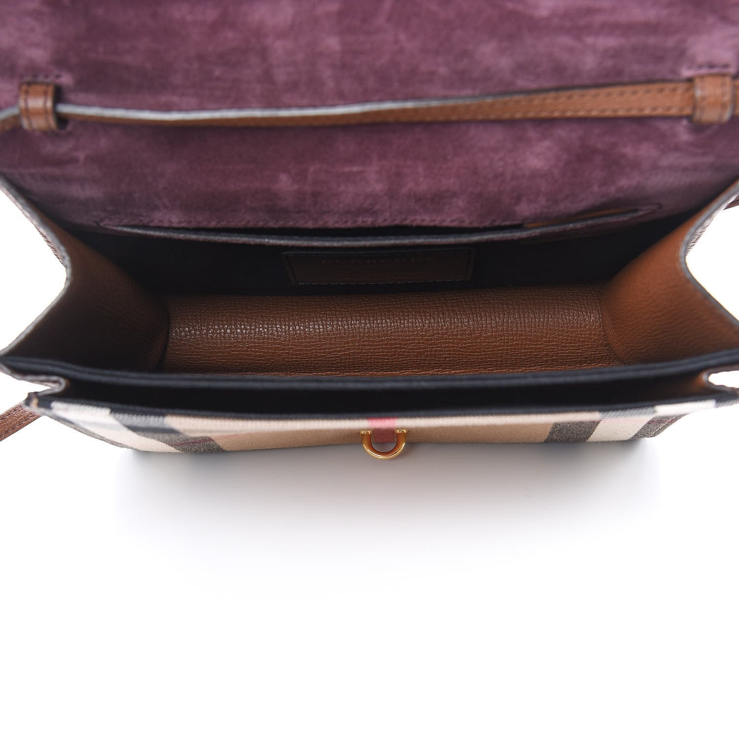 Derby Calfskin House Check Small Macken Crossbody Bag Tan