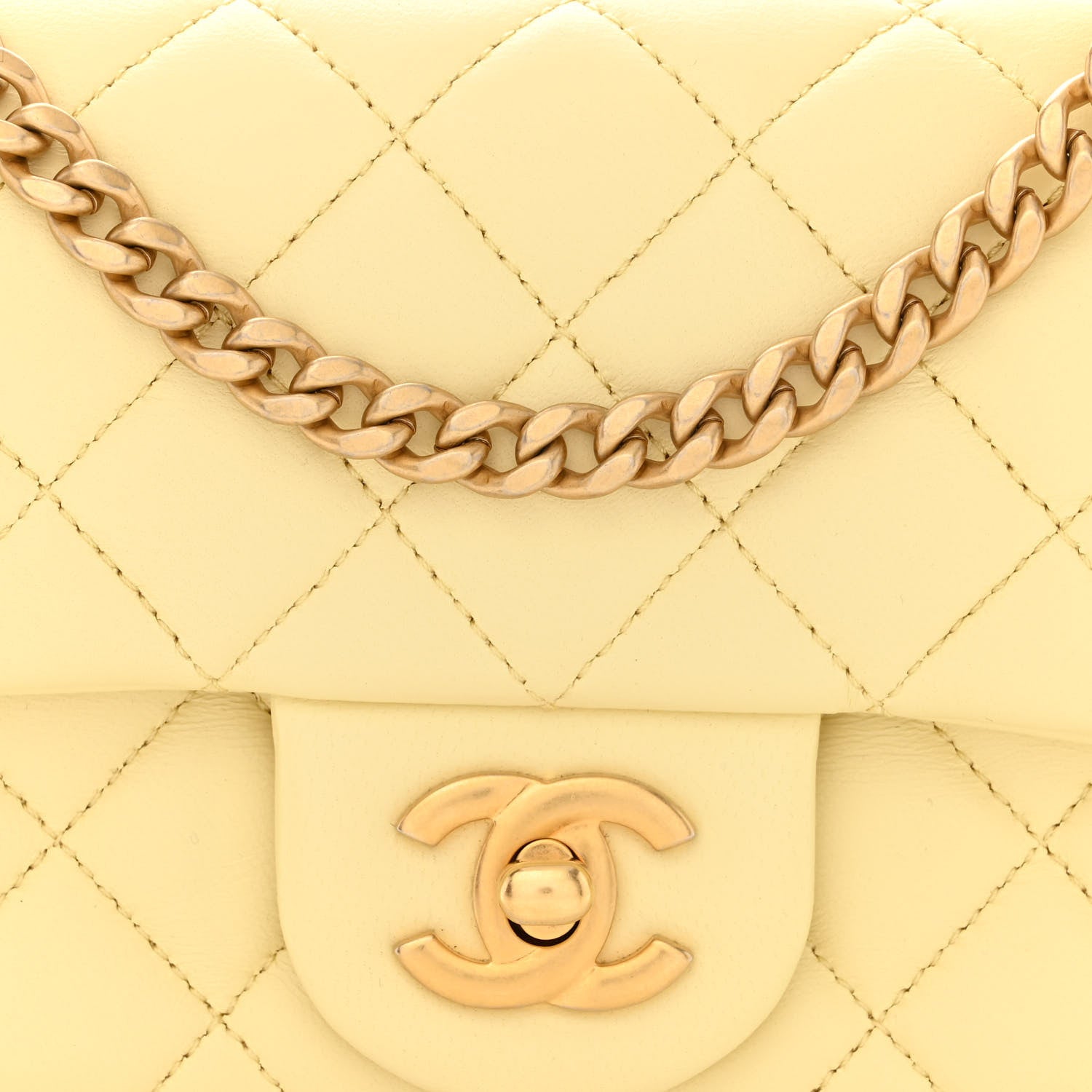 Chanel Lambskin Quilted Mini Rectangular Sweet Camellia Flap Yellow 8 of 11