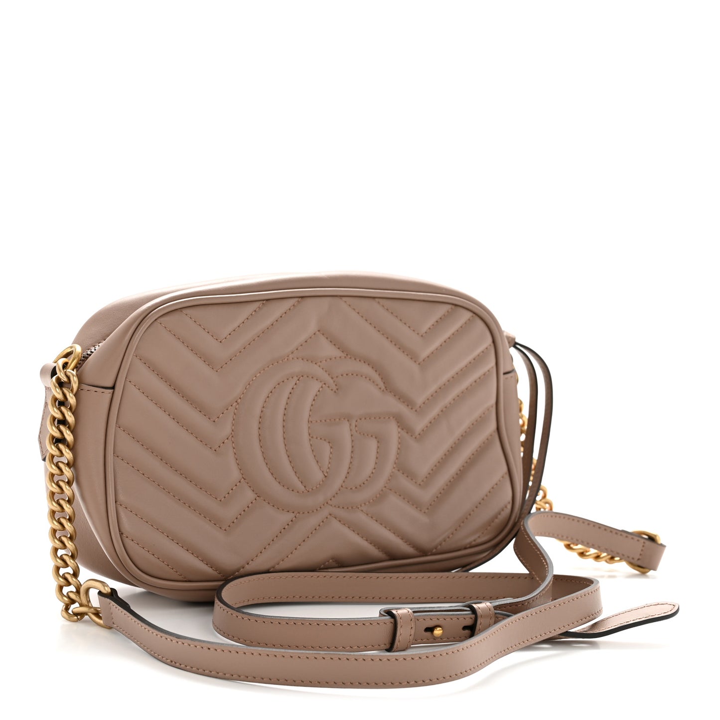Calfskin Matelasse Small GG Marmont Chain Shoulder Bag Porcelain Rose