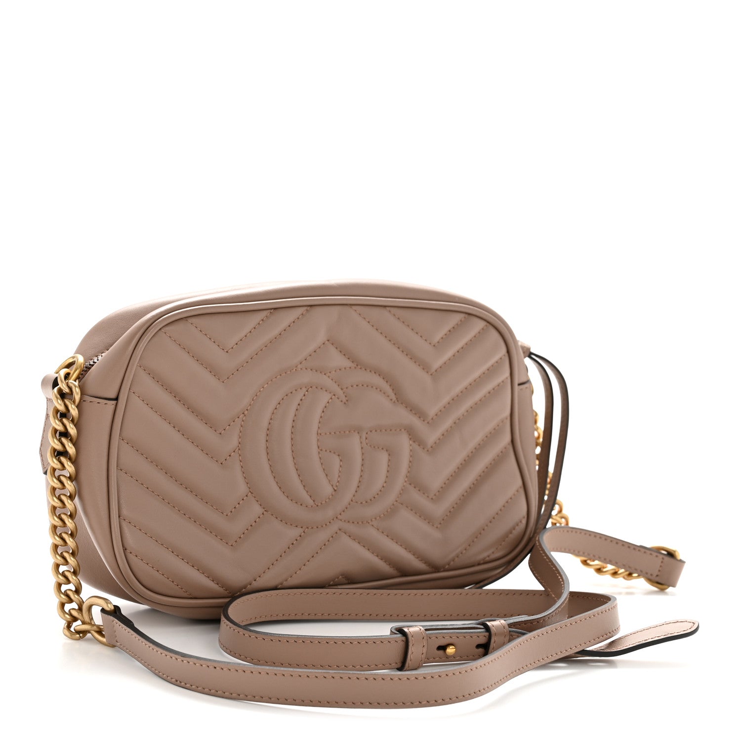 Gucci Calfskin Matelasse Small GG Marmont Chain Shoulder Bag Porcelain Rose 3 of 11