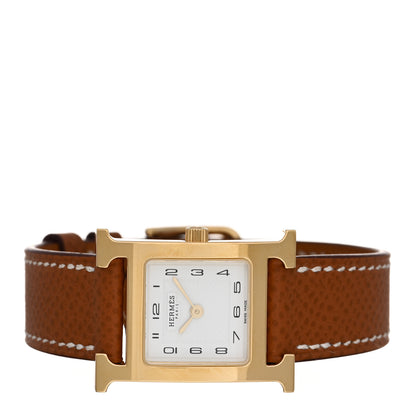 Hermes Stainless Steel Epsom 21mm Heure H Hour Quartz Watch Gold 2 of 5