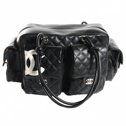 Chanel Calfskin Quilted Large Cambon Multipocket Reporter Black White 1 of 7