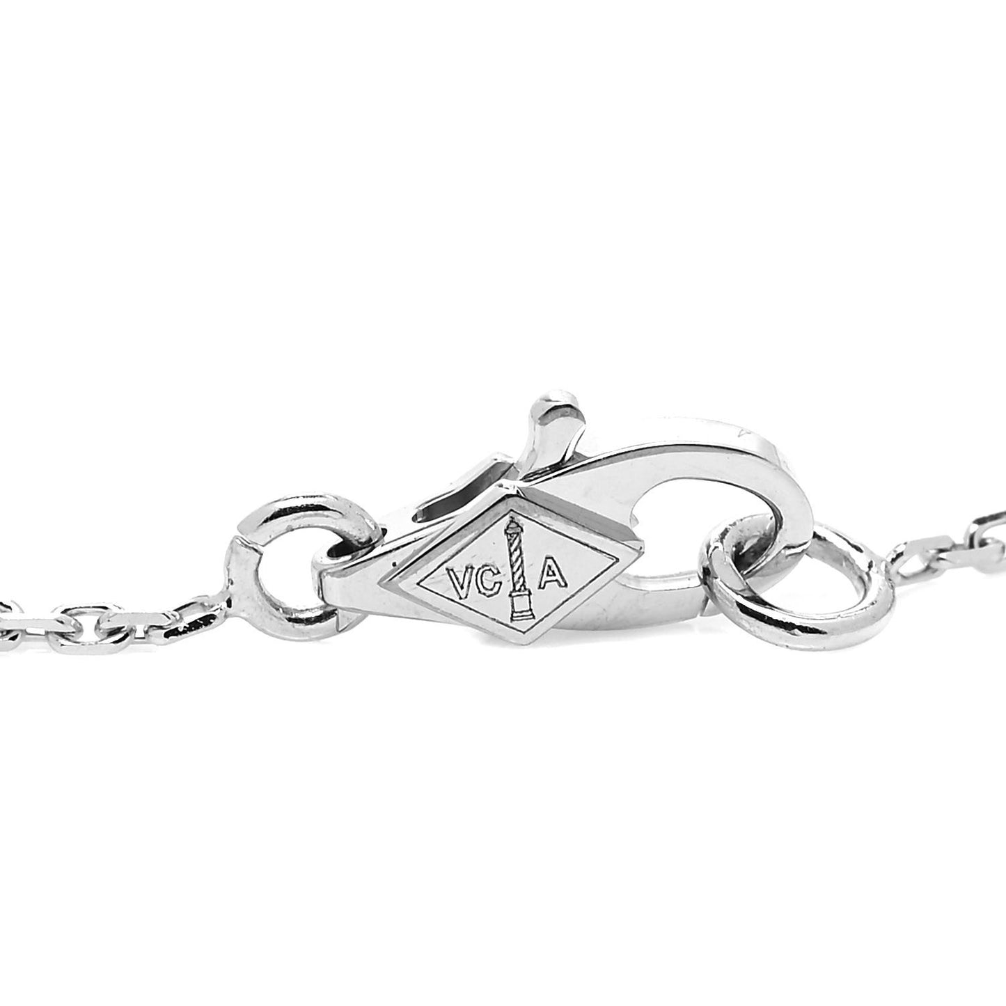18K White Gold Diamond Sweet Alhambra Pendant Necklace