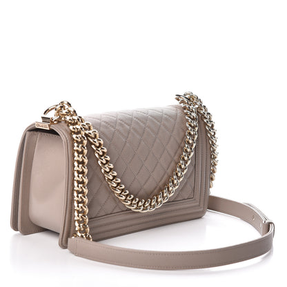 Chanel Caviar Quilted Medium Boy Flap Dark Beige 3 of 9