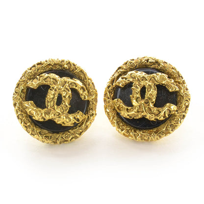 Chanel CC Clip On Earrings Black and Gold 1 of 4