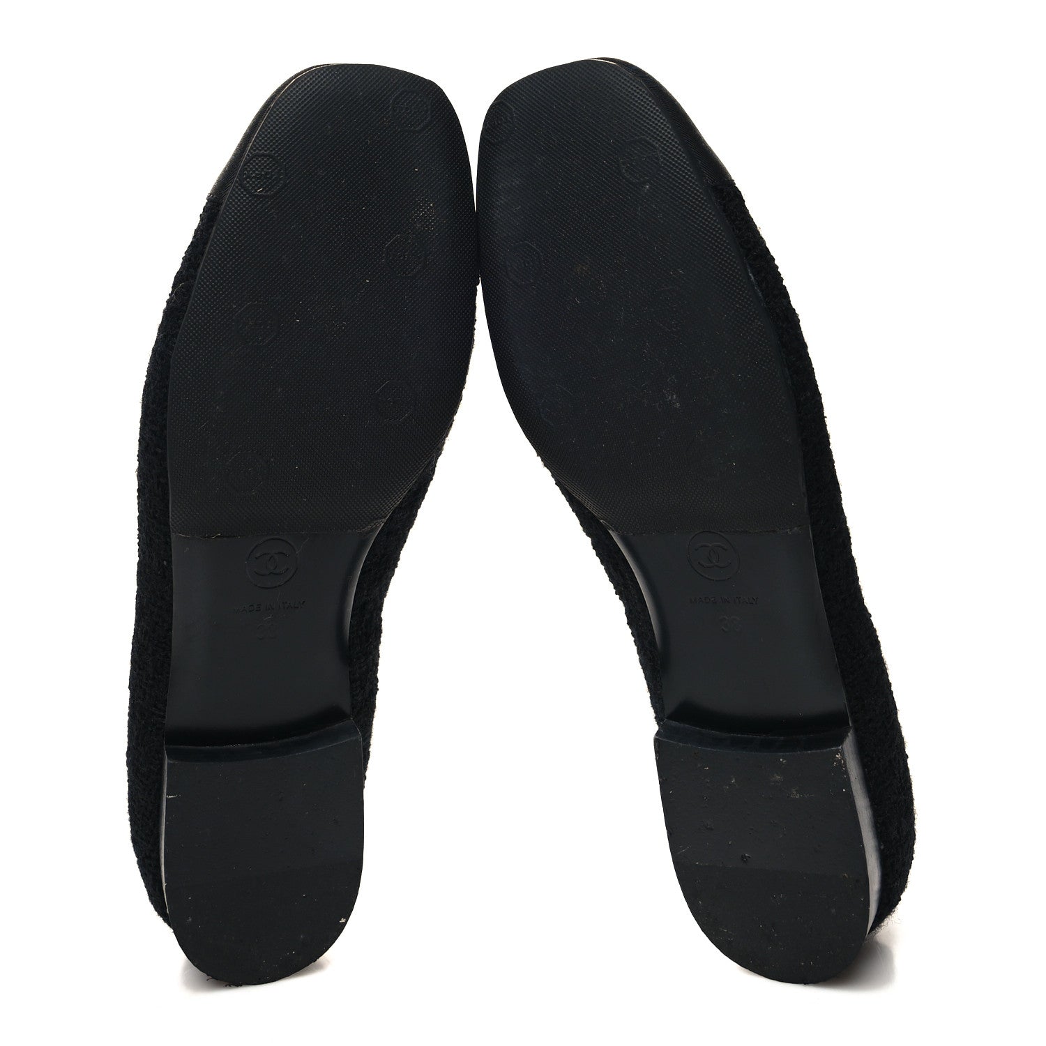 Chanel Tweed Grosgrain Chained Cap Toe Ballerina Flats 38 Black 5 of 8