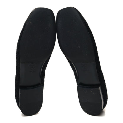 Chanel Tweed Grosgrain Chained Cap Toe Ballerina Flats 38 Black 5 of 8