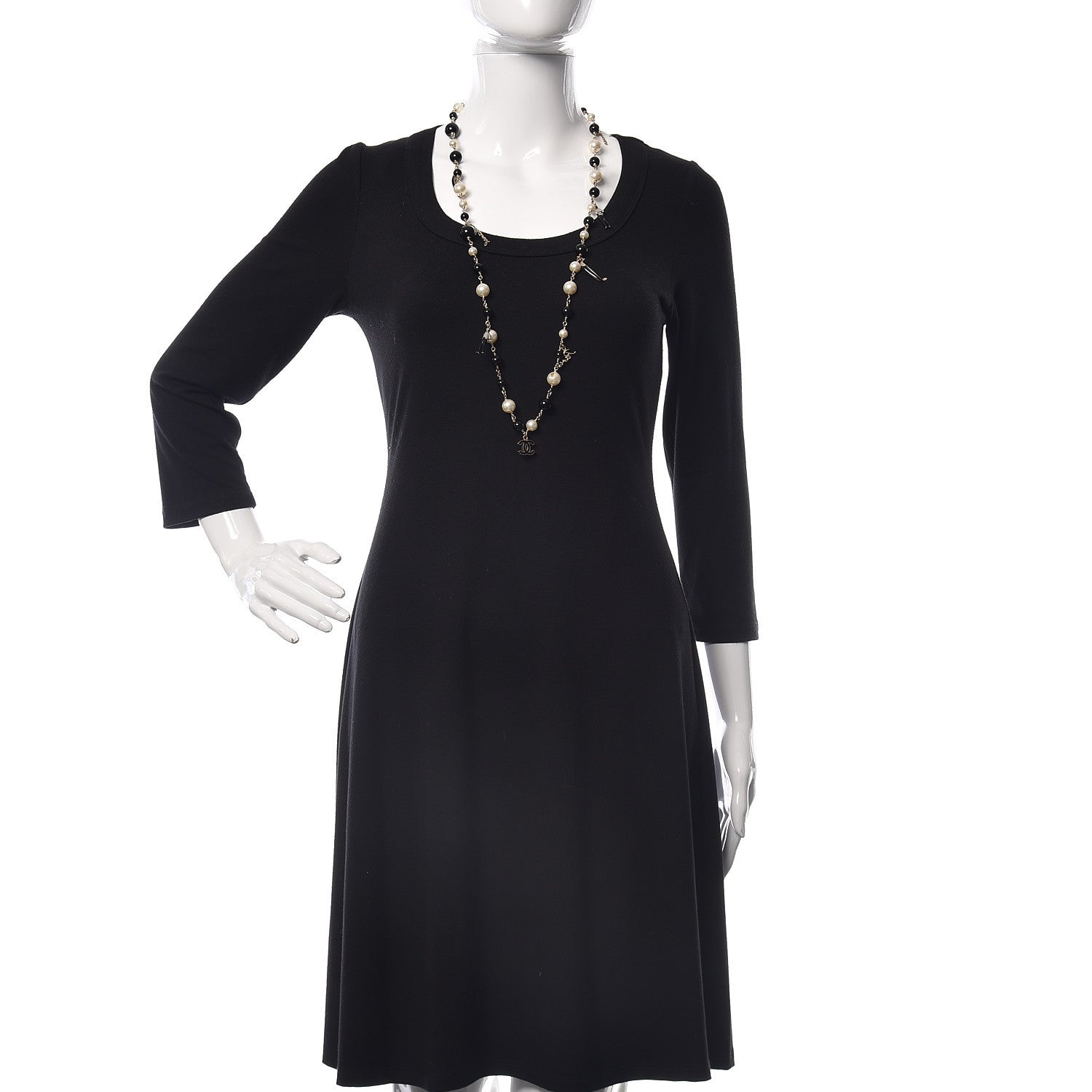 Chanel Pearl Bead Enamel CC Long Necklace Black Gold 3 of 10