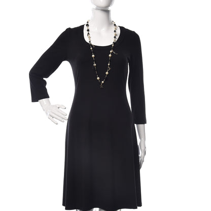 Chanel Pearl Bead Enamel CC Long Necklace Black Gold 3 of 10