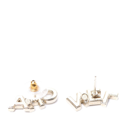 Chanel Crystal Pearl Signature Stud Earrings Gold 3 of 5