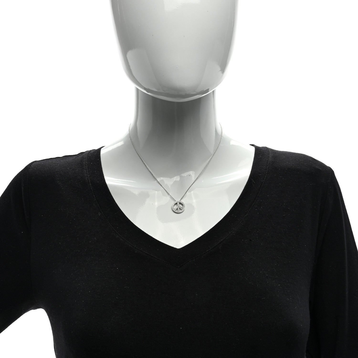 Tiffany Platinum Diamond Small Peace Sign Pendant Necklace 2 of 4