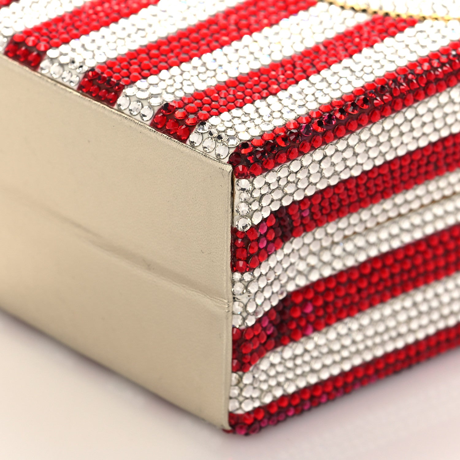 Judith Leiber Crystal Matinee Popcorn Clutch Red White 9 of 10