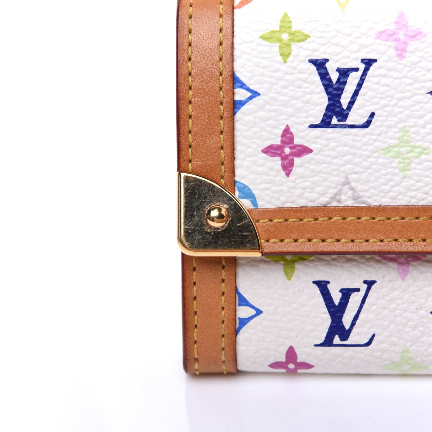 Louis Vuitton Monogram Multicolor Porte-Monnaie Plat Coin Purse White 17 of 17